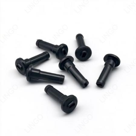 Custom Molded Black Rubber Bushing – Flanged Hollow Tube Sleeve for Sealing & Protection