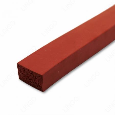 Custom Thickness Red Square Foam Silicone Extruded Sealing Profile