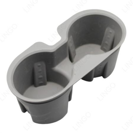 Premium Grey Dual-Hole Cup Holder Rubber Liner – Anti-Slip Center Console Insert